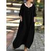 Women's Dress Casual Loose Dresses Long Sleeve V-Neck Pocket Party Plus Size Dresses