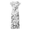 Women's Long Casual Dress Summer Short-Sleeve V-Neck Waist Retraction Printed Dress