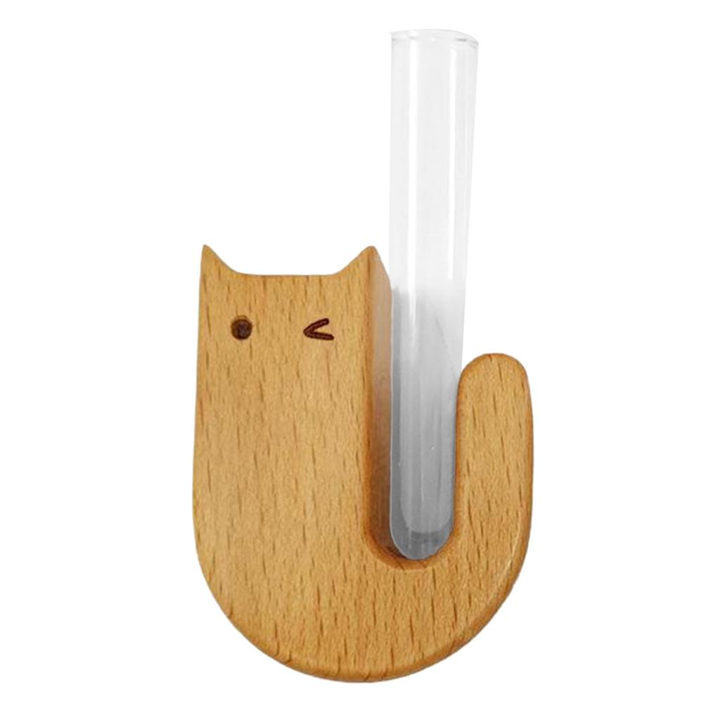 Деревянный магнит на холодильник с кошачьим узором, магнитное украшение для холодильника, маленькая декоративная ваза из массива дерева для дома или офиса