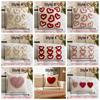 Romantic Valentine Heart Pattern Pillowcase Velvet Hidden Zipper Tufted Cushion Case Minimalist Embroidery Plush Pillow Cover
