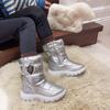 Детская зимняя мода Детские плюшевые теплые детские однотонные полусапоги Школьники Новая толстая подошва Круглый носок Удобные