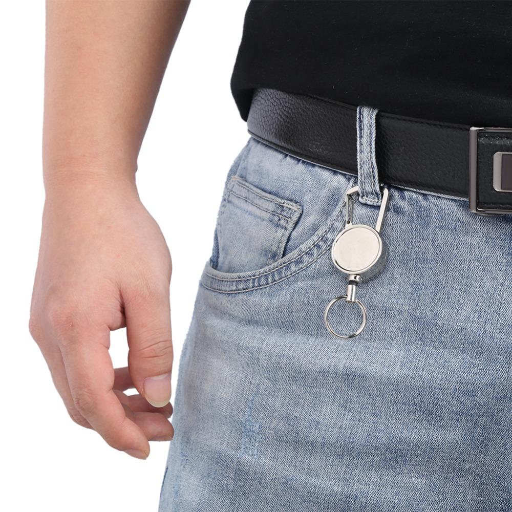 2 Pcs Antitheft Key Ring 2.5cm Retractable Keychain Durable Belt Clip  Camping