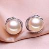 seniko 8-9mm Natural Freshwater Pearl Earrings Fashion Cubic Zirconia Stud Earrings For Women Girl Gift