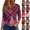 Women's T Shirt Tee Print Button 3/4 Sleeve Daily Weekend Fashion Basic V- Neck Regular Top