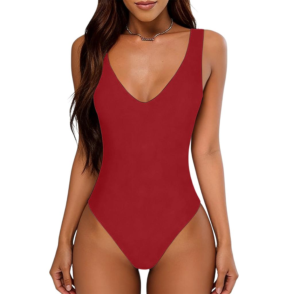 Женский сексуальный боди с глубоким V-образным вырезом, открытой спиной и без рукавов