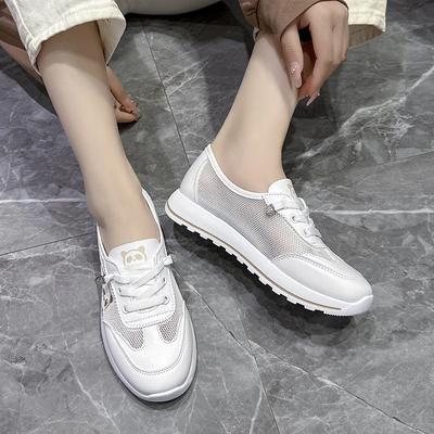 Модные летние модные повседневные белые спортивные туфли дышащие полые сетчатые туфли на платформе на плоской подошве для женщин кроссовки Zapatillas Mujer