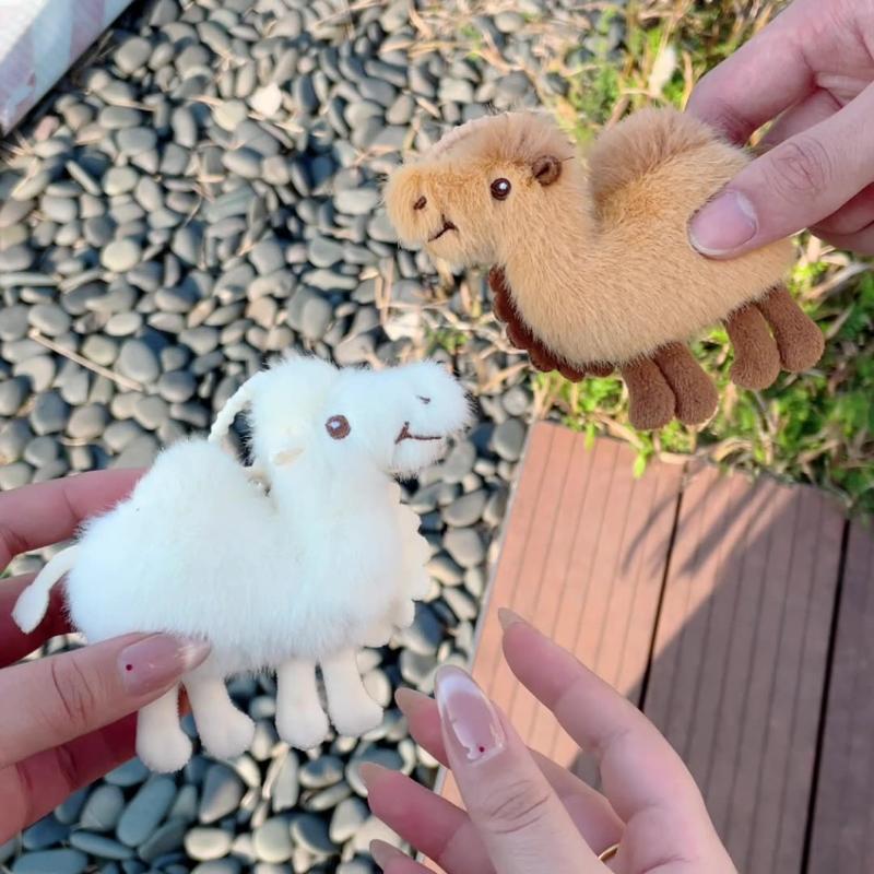 1 шт. Плюшевый брелок-верблюд, Милый брелок с мягким животным, Подвеска-украшение для сумки, Шарм для школьной сумки, Парный шнурок для ключей