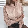 Spring and Autumn Fashion Lace Long Sleeve Hollow Women's Blouses & Shirts