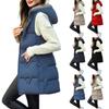 Women's Long Vest Plain Sleeveless Hood Winter Vest Outwear Jacket Lightweight Warm Coat Outerwear