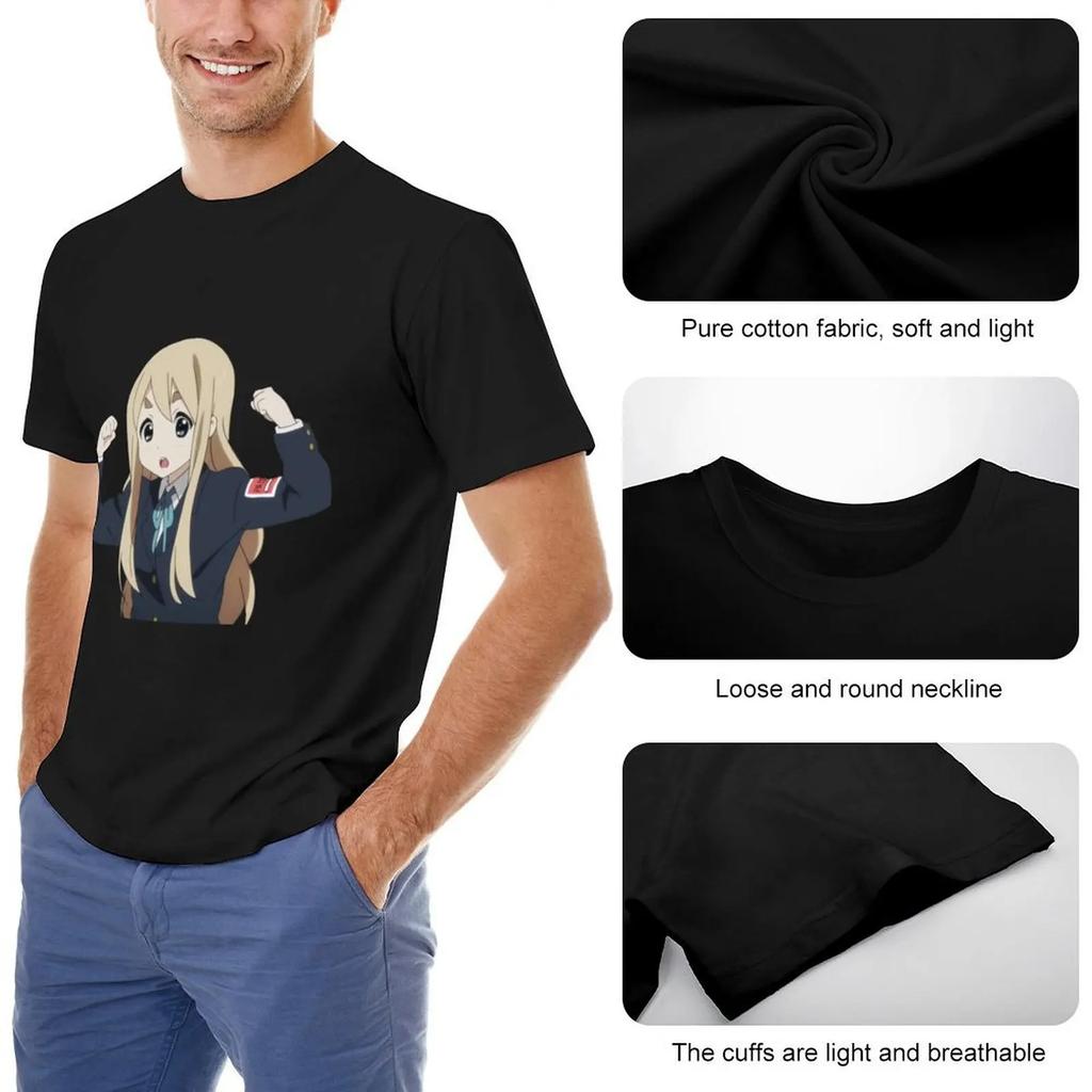 Strong Mugi - K-On! T-Shirt Oversized Vintage Anime Shirt Aesthetic Clothing Blacks Sweat Shirts, Men