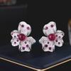 SUYU Women's Light Luxury 3D Flower Earrings 2024 New Tower Buckle Design Flower Earrings Travel Wedding Accessories