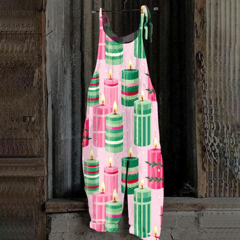 Women's Jumpsuit Print Casual Loose Vintage Shoulder Strap Cotton Linen