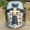 Knight Templar Helmet with Wooden Stand Medieval Crusader Helmet Best Gift for Halloween