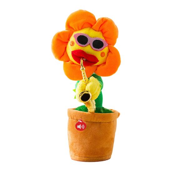 Электрическая танцующая игрушка Подсолнух повторяет то, что вы говорите, запись, поющая плюшевая игрушка в горшке, развивающая интерактивная плюшевая музыкальная игрушка для малышей