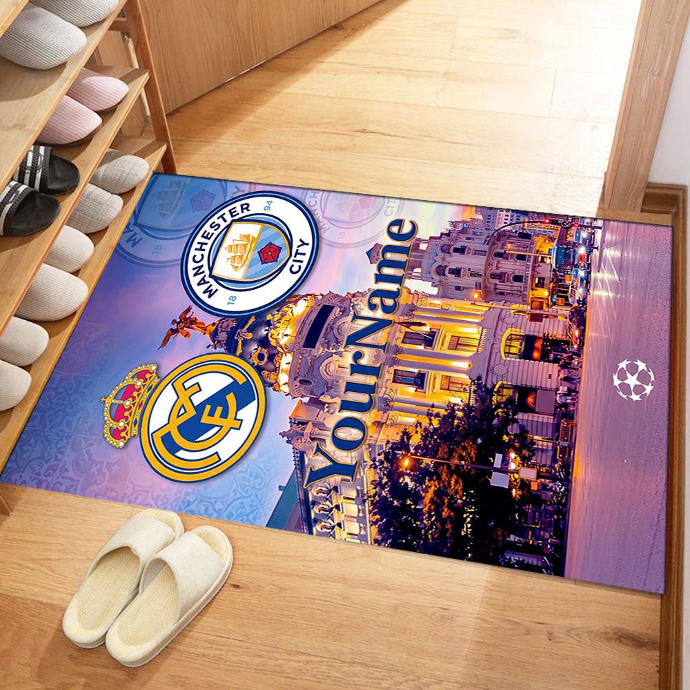 Manchester City Personalized Text Carpet Perfect for Study room Playrooms Decorate room Dormitory Anti-slip Rug Anime Office Decor Wedding Party Gift