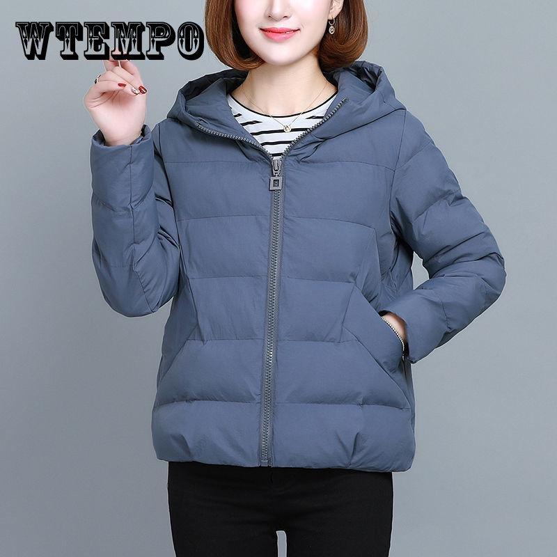 Solid Hooded Parka Coat Women Short Cotton-padded Coats Winter  Oversize Parka Jacket Thick Cotton Jacket Outwear