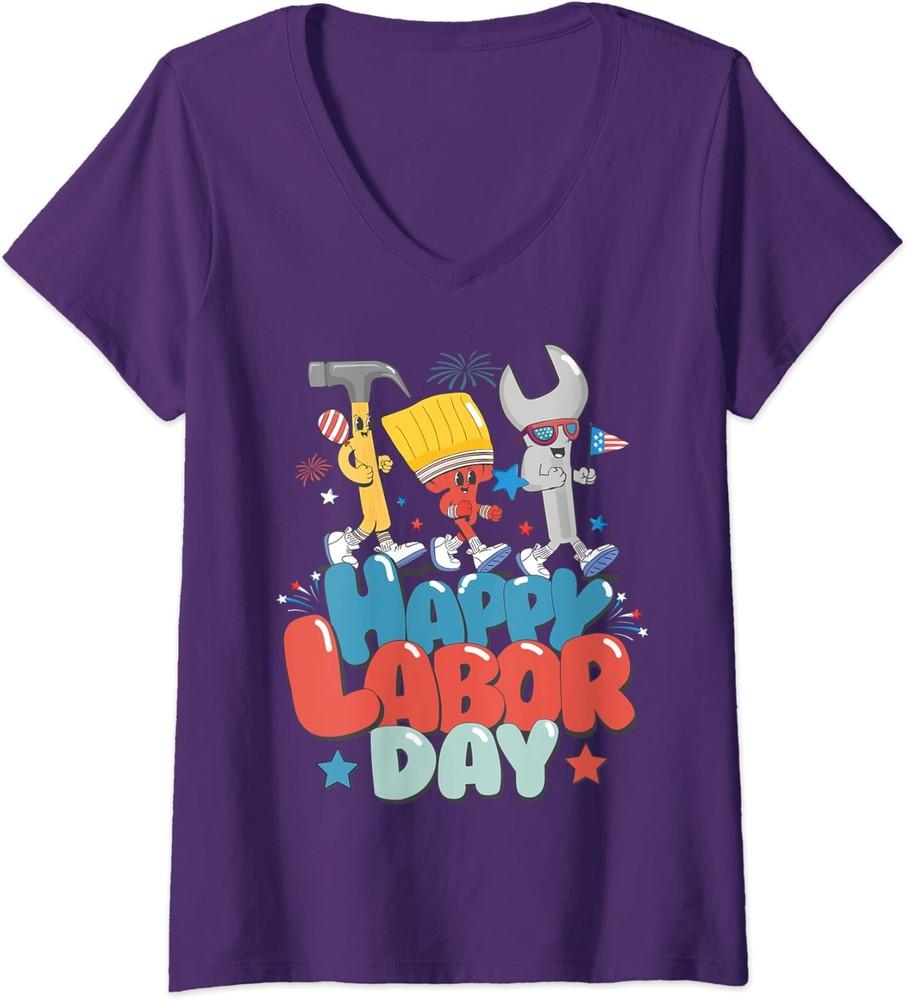 Funny Memories Of Happy Labor Day Pride Moment Ladies' V-Neck Tshirt