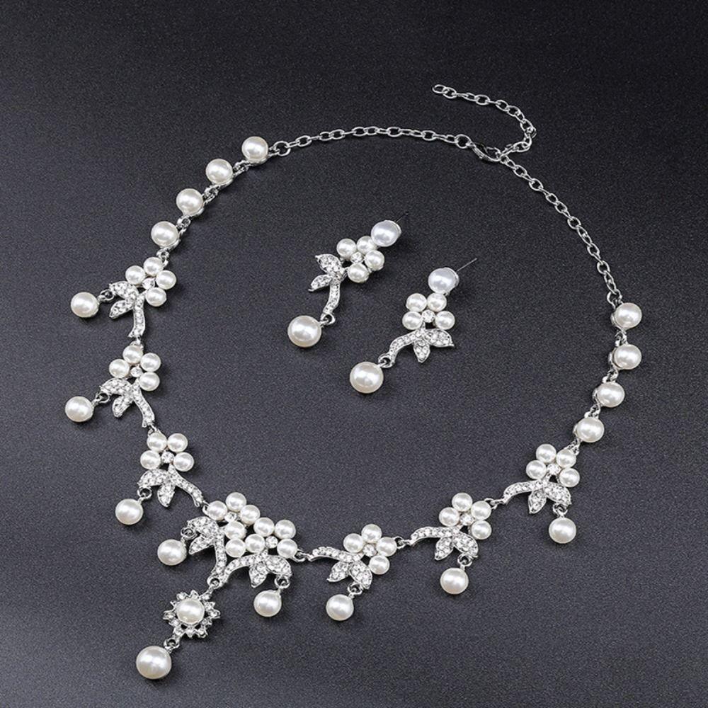 Shining Claw Chain Jewelry Set Exquisite Necklace Earrings Set Pearl Necklaces Earrings  Women
