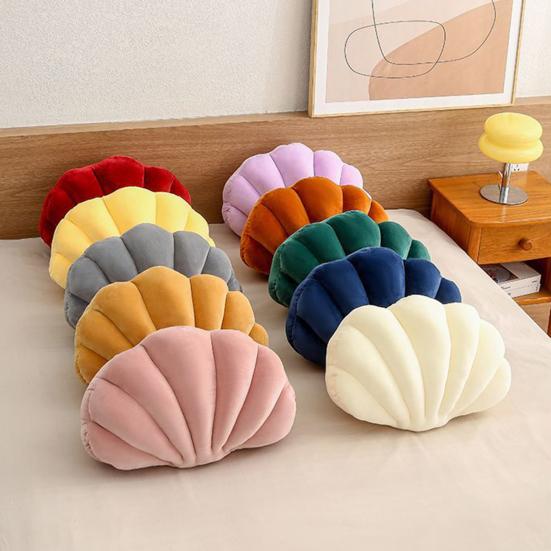 Shell-Shaped Stuffed Pillow Cushion Super Soft Wear Resistant Vibrant Color Seashell Bed Sofa Cushion Home Decoration