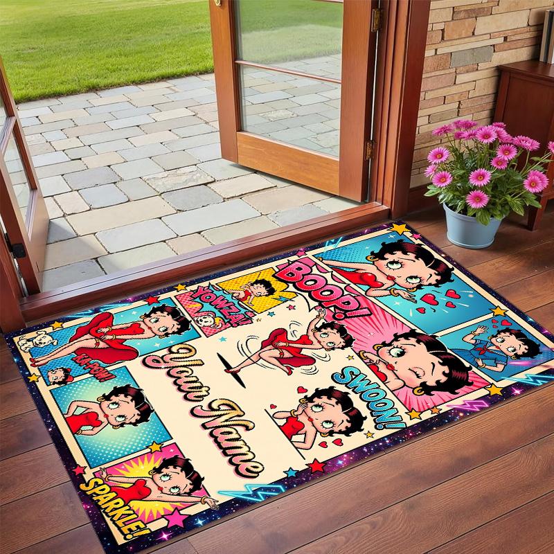 Crystal Velvet Rug Custom Name Text, Soft Non Slip Floor Mat Home DecorBetty Boop