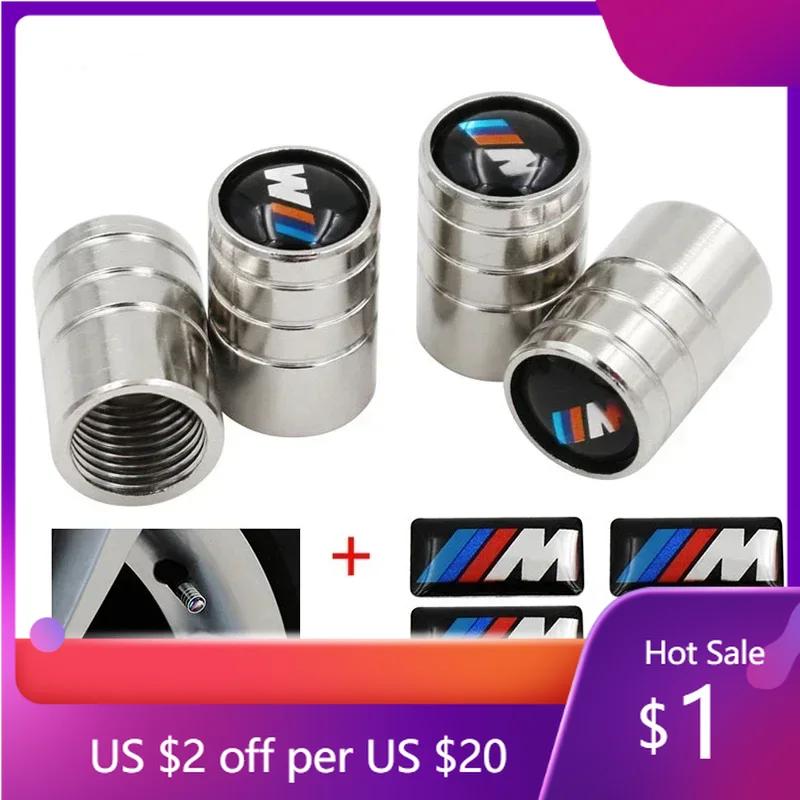 BAGH3 4Pcs + 4Pcs car tire valve cap Air Cover Car sticker For bmw M Sticker X1 X3 X4 X5 X6 X7 e46 e90 f20 e60 e39 f10 Car accessories