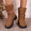Large Size Snow Boots New Winter High-top Straps Thick Heel Piled Thickened Medium Cotton Boots