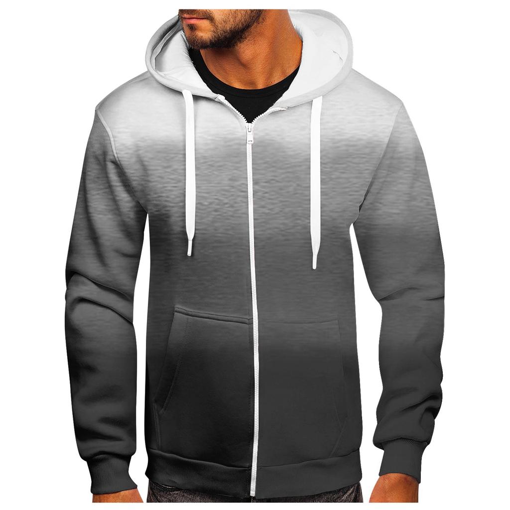 Men's Zipper Sweater Coat Printed Fashion Hooded Sweater
