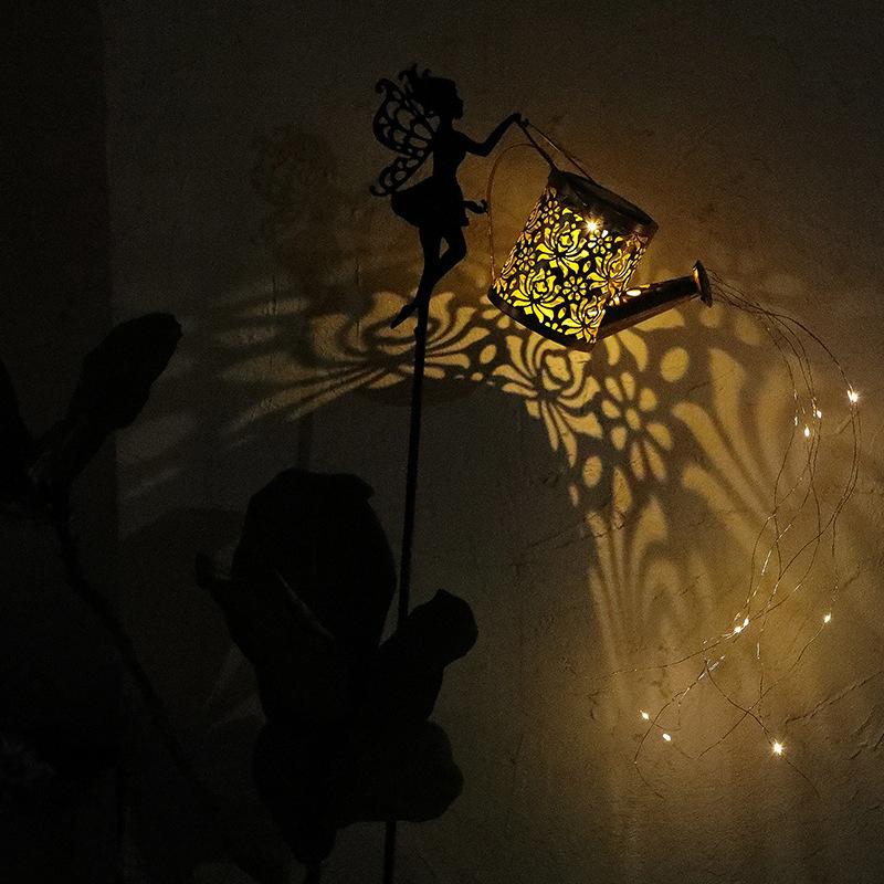 Solar Watering Can With Lights Solar Outdoor Garden Fairy Decor Metal Hanging Lantern Landscape Lights Patio Yard Lawn Pathway