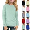 Children's Long-sleeved O-neck Top Solid Color Daily Casual