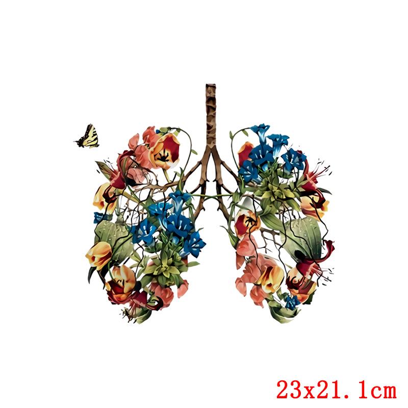 Органы тела Легкие Сердце Термо Наклейки На Одежду Бабочка Утюг На Переносе Одежды Термопереносы На Одежду Футболка