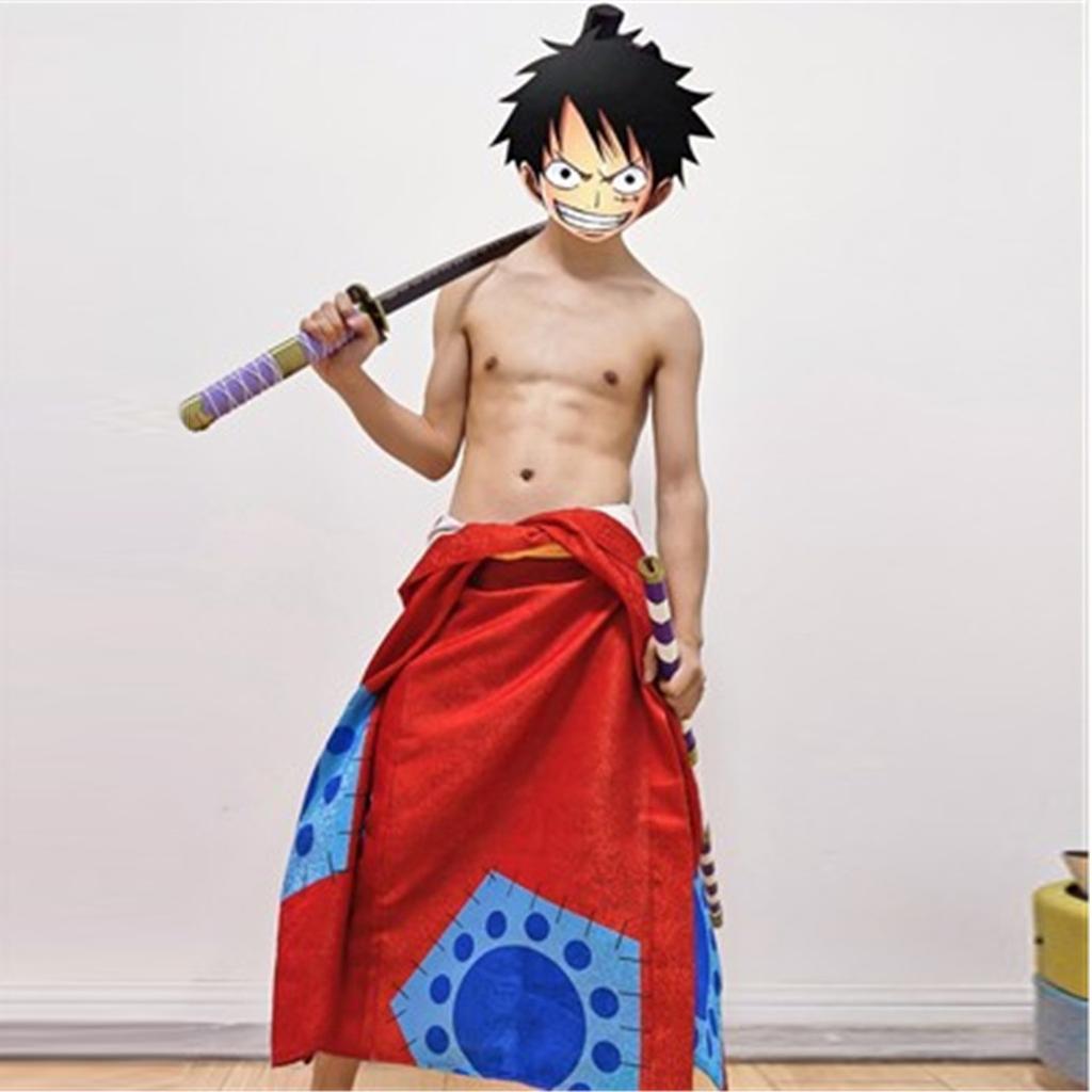 One Piece Страна Вано Обезьяна D. Луффи Косплей Костюм Кимоно Одежда Хэллоуин Карнавальный Костюм