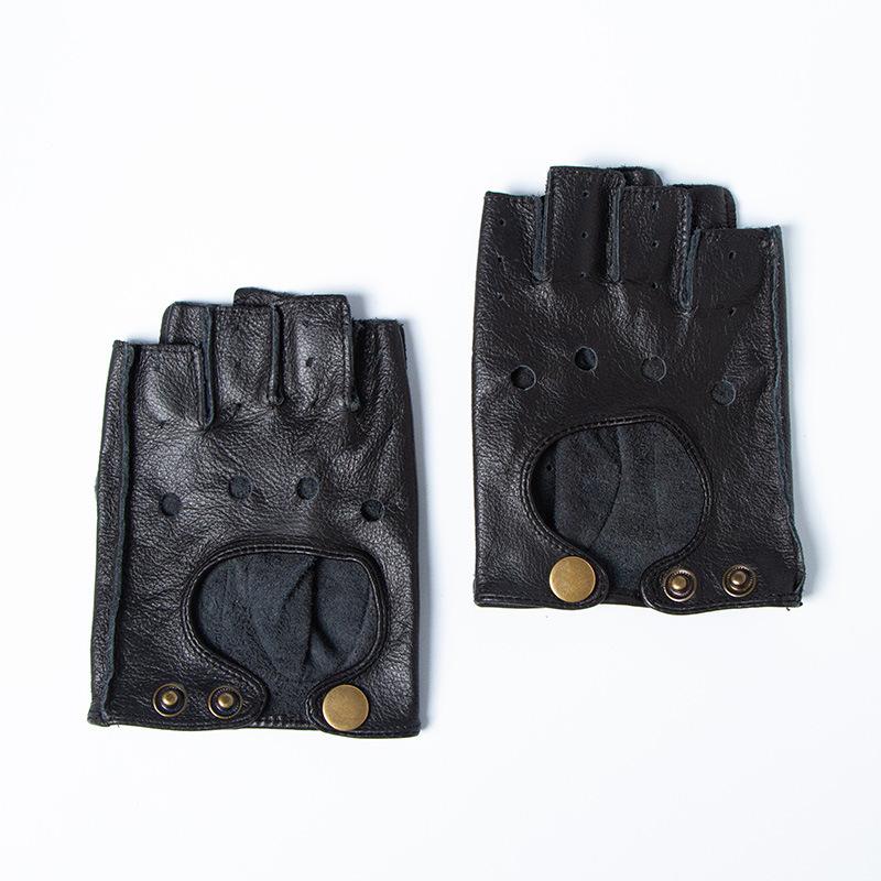 Retro Motorcycle Motorcycle Riding Leather Gloves Men Half Fingers Cowhide Outdoor Sports Driving Fitness Anti Slip Women