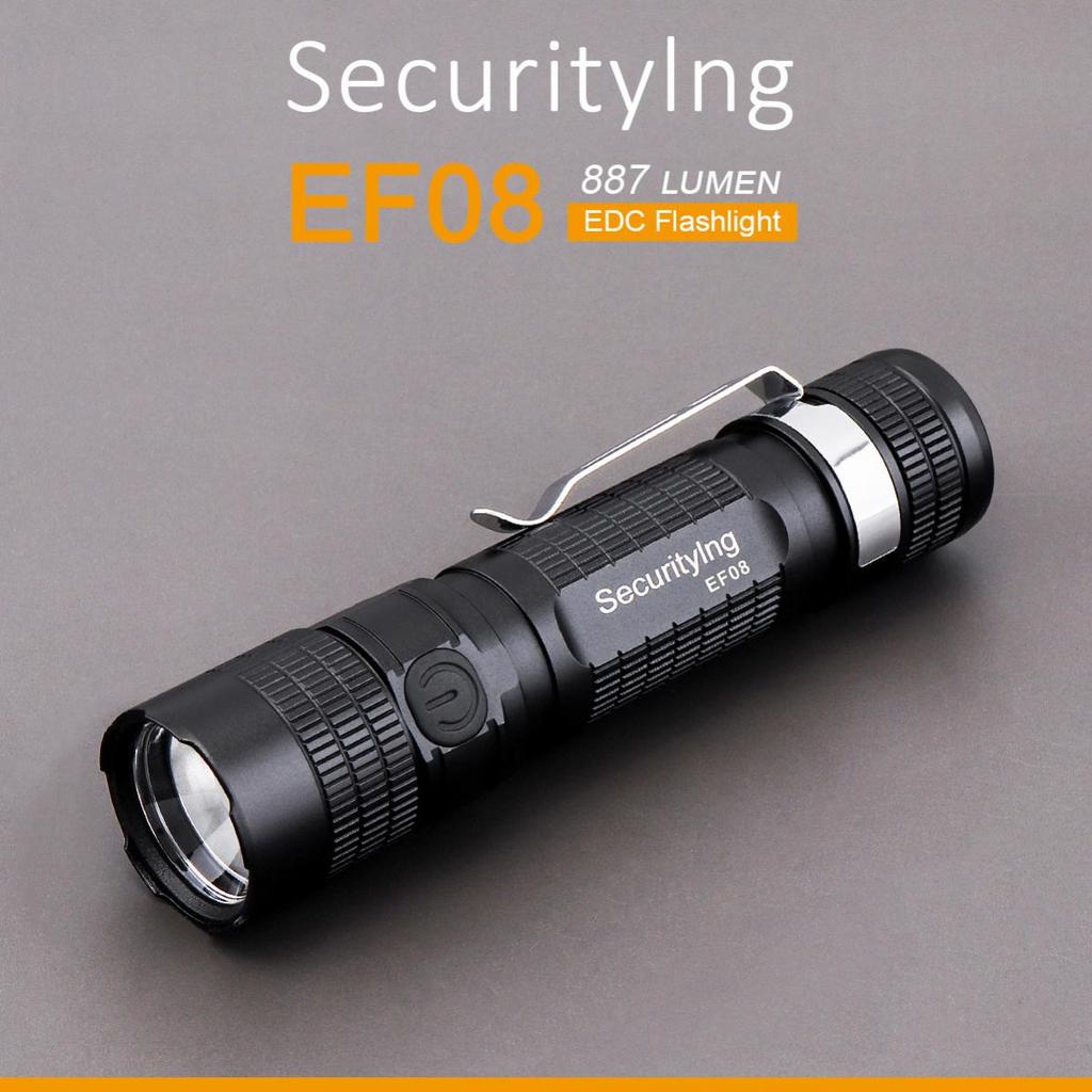 SecurityIng EF08 887 люмен IPX6 Водонепроницаемый с фокусировкой EDC фонарик для улицы / кемпинга / ночных прогулок с индикатором заряда