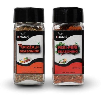 Смесь для пиццы Ricano 45г и Пери Пери 50г Комбо (Упаковка из 2 шт.) | Масала Пири Пири | Моментальная смесь | Идеально для картофеля фри, попкорна, пиццы, приправа для пасты