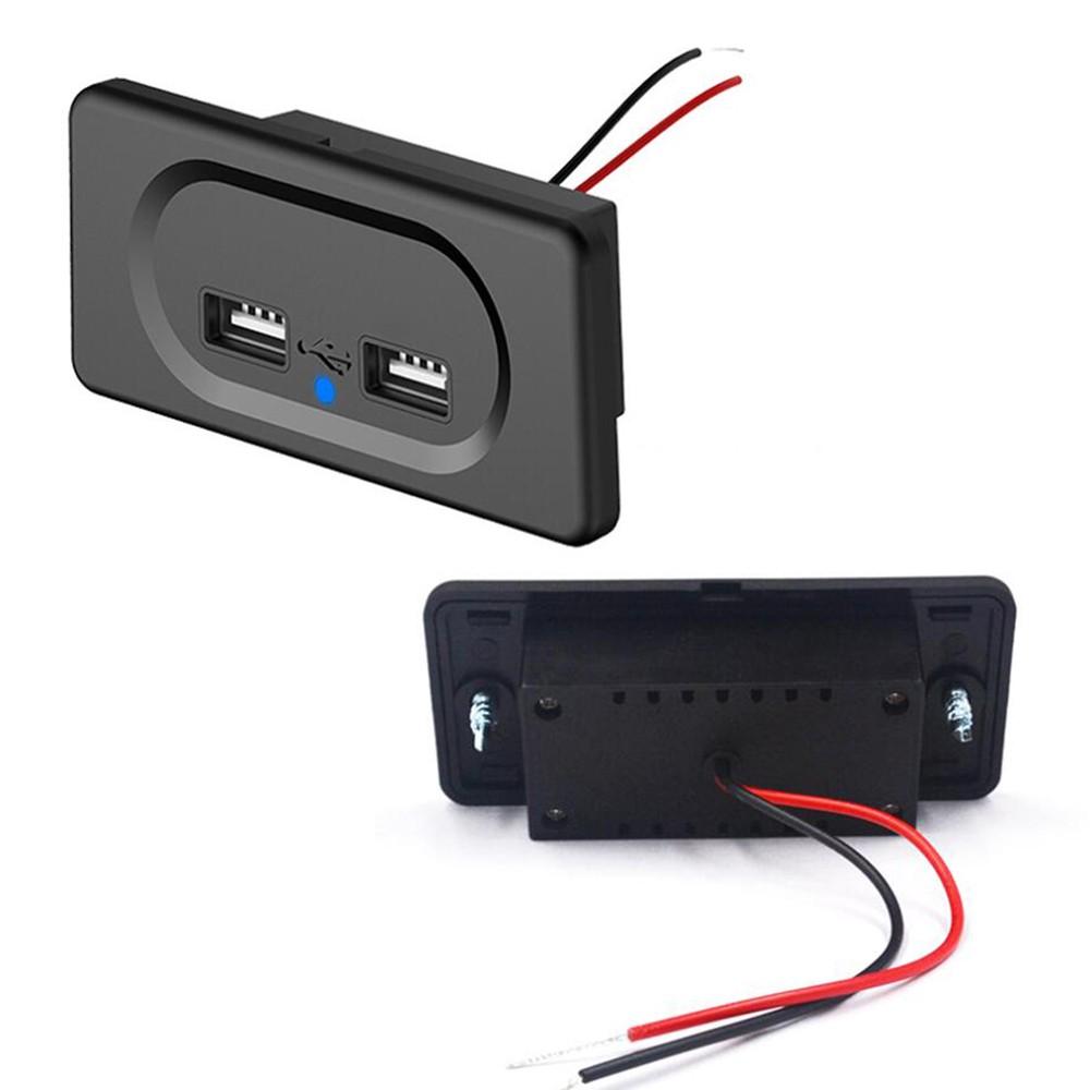 Автомобильное зарядное устройство DC5V/3.1A, 1 шт., два USB-порта, розетка для зарядного устройства с синим светодиодным индикатором для 12 В, автомобильная лодка, дом на колесах, караван