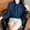 Navava Long Sleeve Shirt With Vintage Dot Ribbon Neck Collar Nb2517