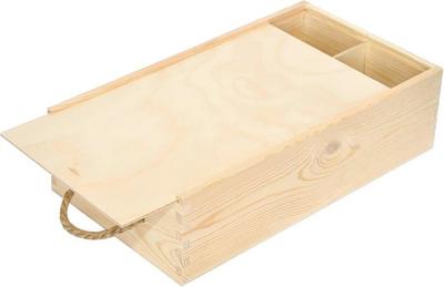Деревянный подарочный ящик для вина, неокрашенный - Creative Deco - 2 бутылки - 35 x 21 x 11 см