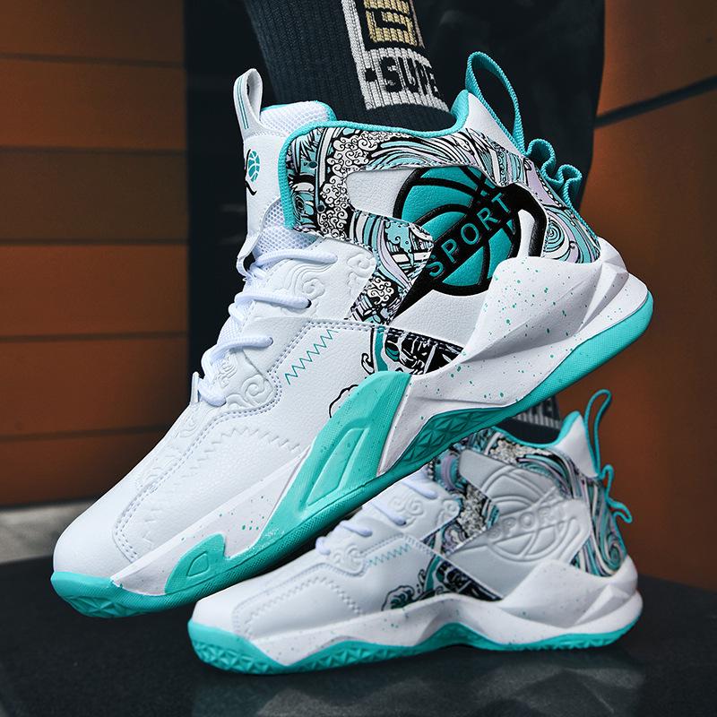 Детские высокие кожаные баскетбольные кроссовки для мальчиков 6-12 лет, осень/зима