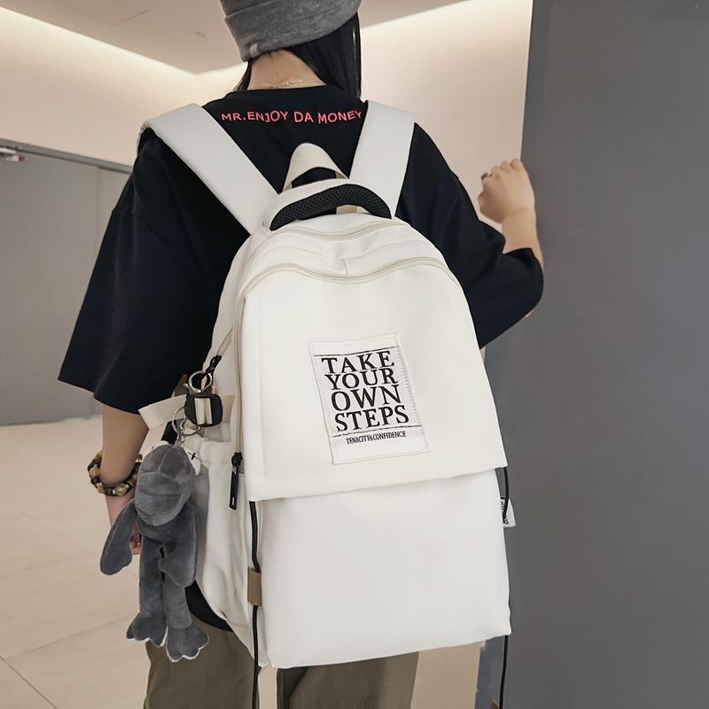 Большая вместимость школьного рюкзака для студента, женский дорожный рюкзак, однотонный мужской рюкзак с буквами