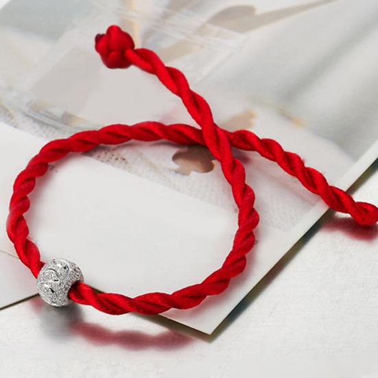 Этнический плетеный браслет из красной веревки с бусинами, унисекс, декор на счастливое запястье