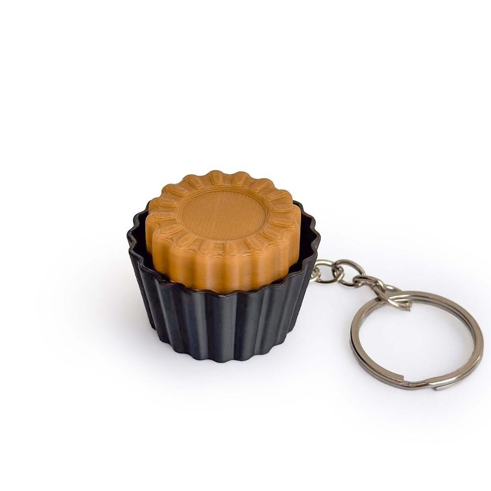 Waterproof 3D Printed Cake Clicker Key Chain Pendant Mini Cartoon Sensory Clicker PLA Biscuit Funny Fidget Sport Lover Gift