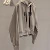 European and American real shots Lazy wind hooded sweater women's spring and autumn thin loose and thin short letter embroidered velvet top