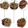 Nautical Vintage Steampunk Sundial Compass Wristwatch Leather Bracelet Handmade