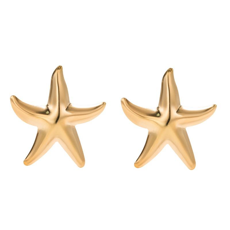 Gold New Earrings Alloy Jewelry Niche High Sense Exaggerated Starfish Accessories Women's Earrings