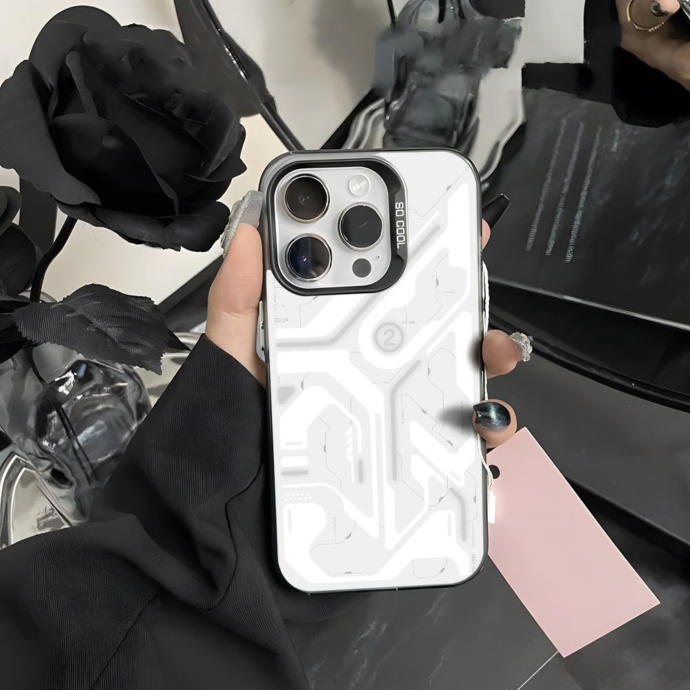 Крутой Мех Механический Кибер Чехол Для Телефона Для iPhone 16 15 14 13 12 11 Pro Max Серый Черный Матовый Лазерный Металлик Аврора Funda