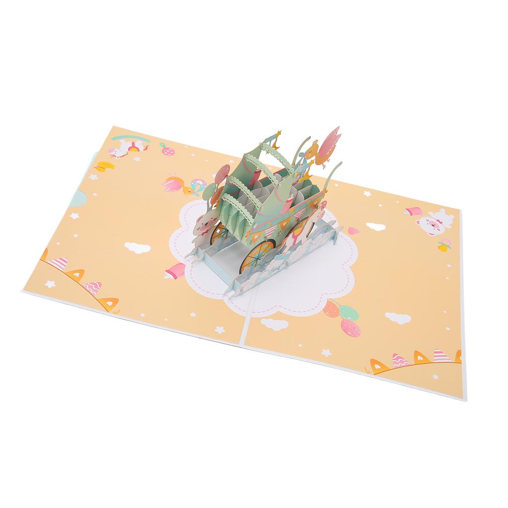 3D Baby Shower Card Cartoon Style Толстая бумага Детальная текстура 3D Поздравительные открытки для вечеринки A
