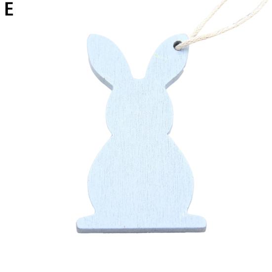 6 шт пасхальных украшений в форме кролика, деревянные подвесные украшения в форме яйца, вырезанный кролик
