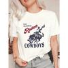 Oversized T Shirt Black Rodeo Cowboys Graphic Print Western Theme Casual Wear