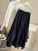Spring 2026 Irregular Lace Trim Mesh Midi Skirt: High-Waist, Slimming A-Line for Women