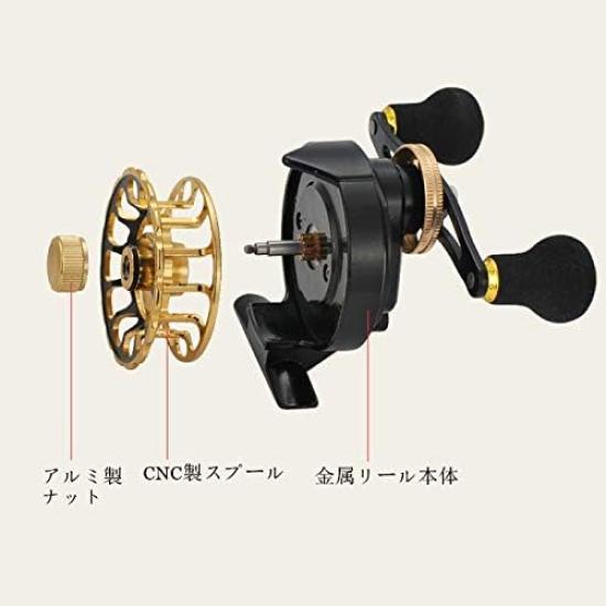 Black Porgy Reel for Raft Drop Gear Max Drag Force for Rock Fishing and Ice Fishing Left-Handled Fishing, Casting, Left/Right-Handed Reel, 3.61